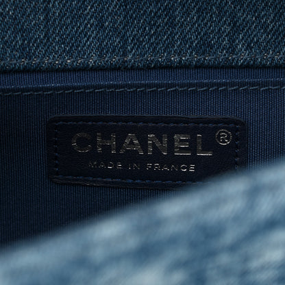 Chanel Cotton Tweed Denim Medium Boy Flap Light Green Light Blue 11 of 19