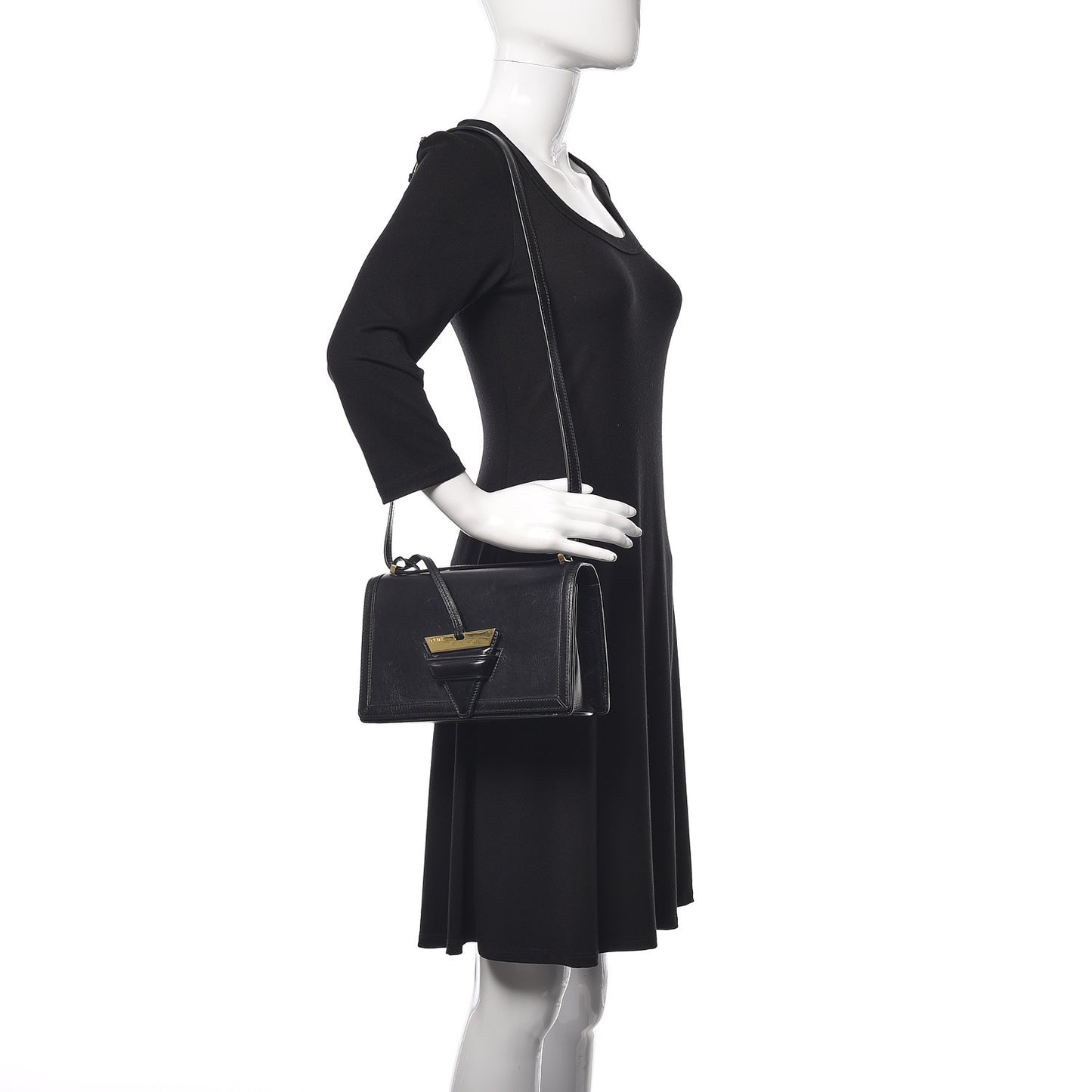 Calfskin Medium Barcelona Shoulder Bag Black