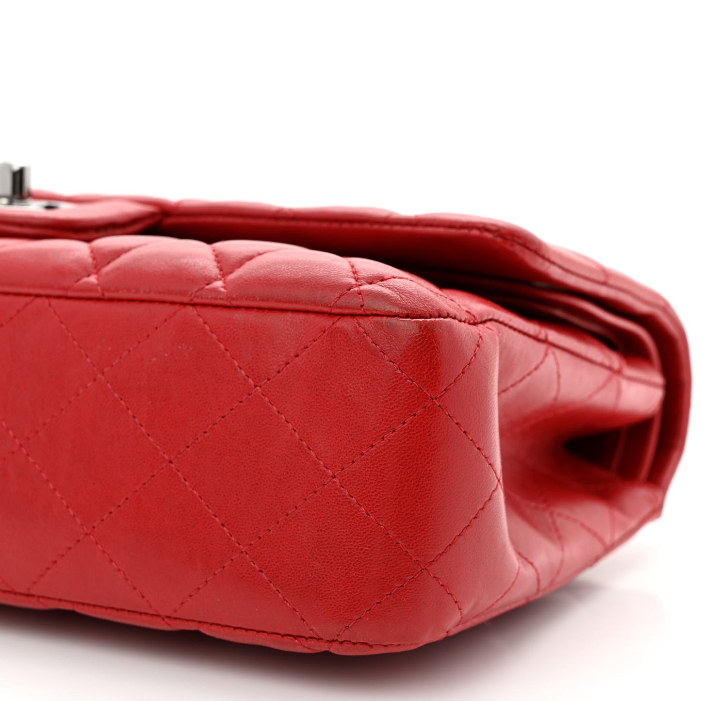 Lambskin Quilted Medium Double Flap Red