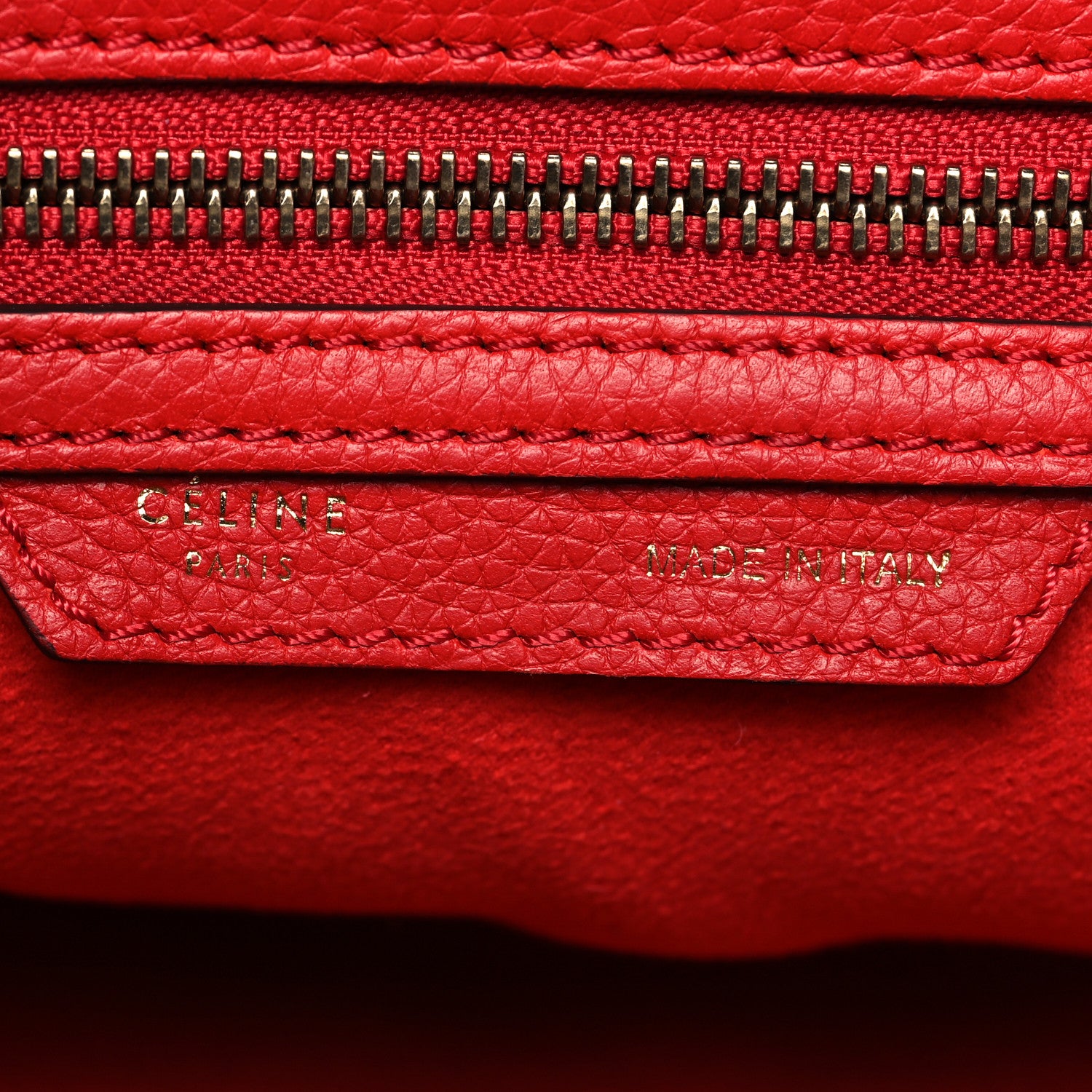 Celine Drummed Calfskin Mini Luggage Coquelicot 6 of 13