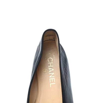 Chanel Lambskin Patent Cap Toe Ballerina Flats 38 Black 5 of 8