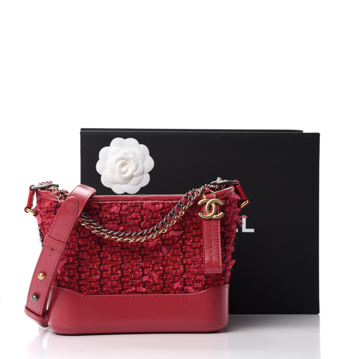 Chanel Tweed Calfskin Small Gabrielle Hobo Pink 11 of 11