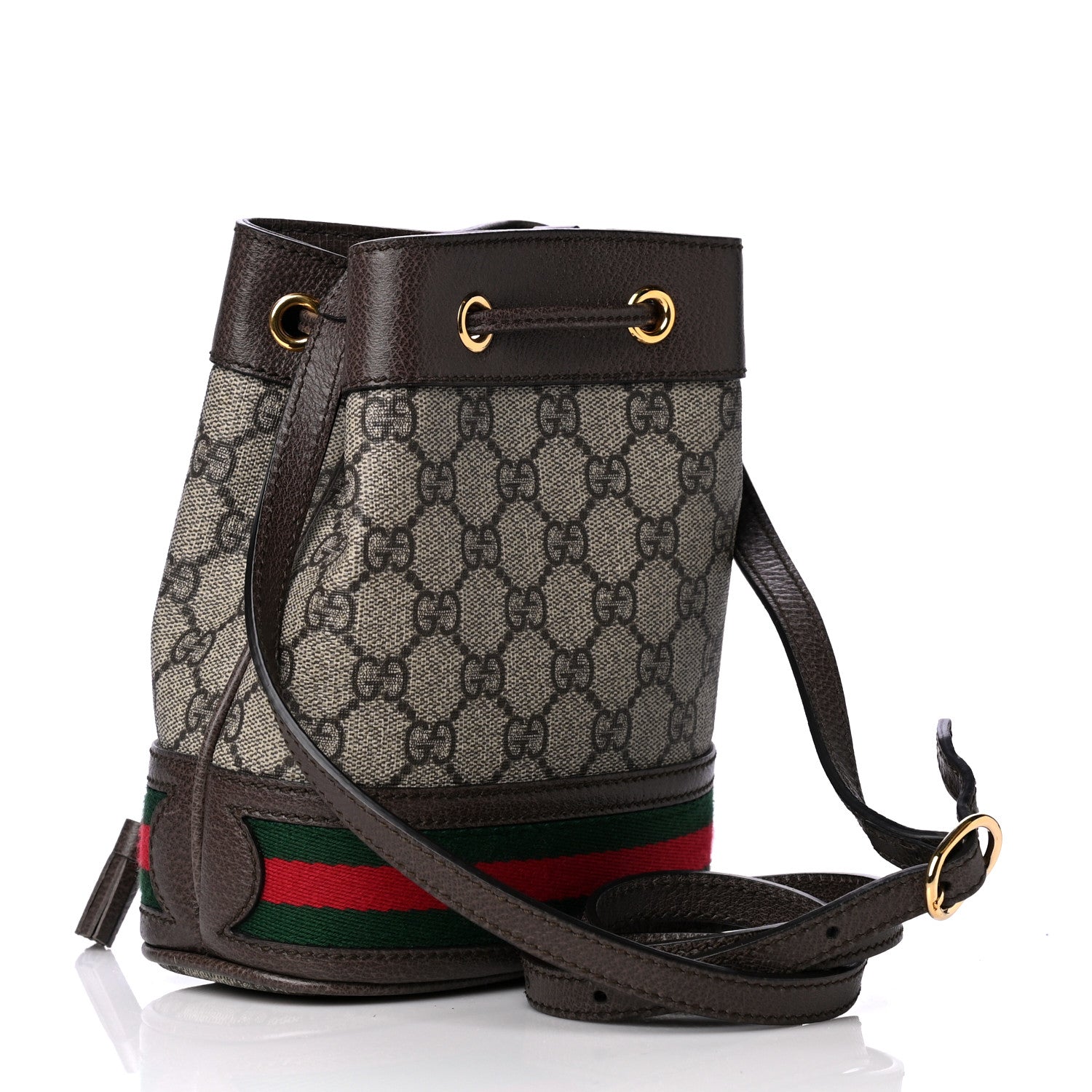 Gucci GG Supreme Monogram Web Mini Ophidia Bucket Bag Brown 2 of 4
