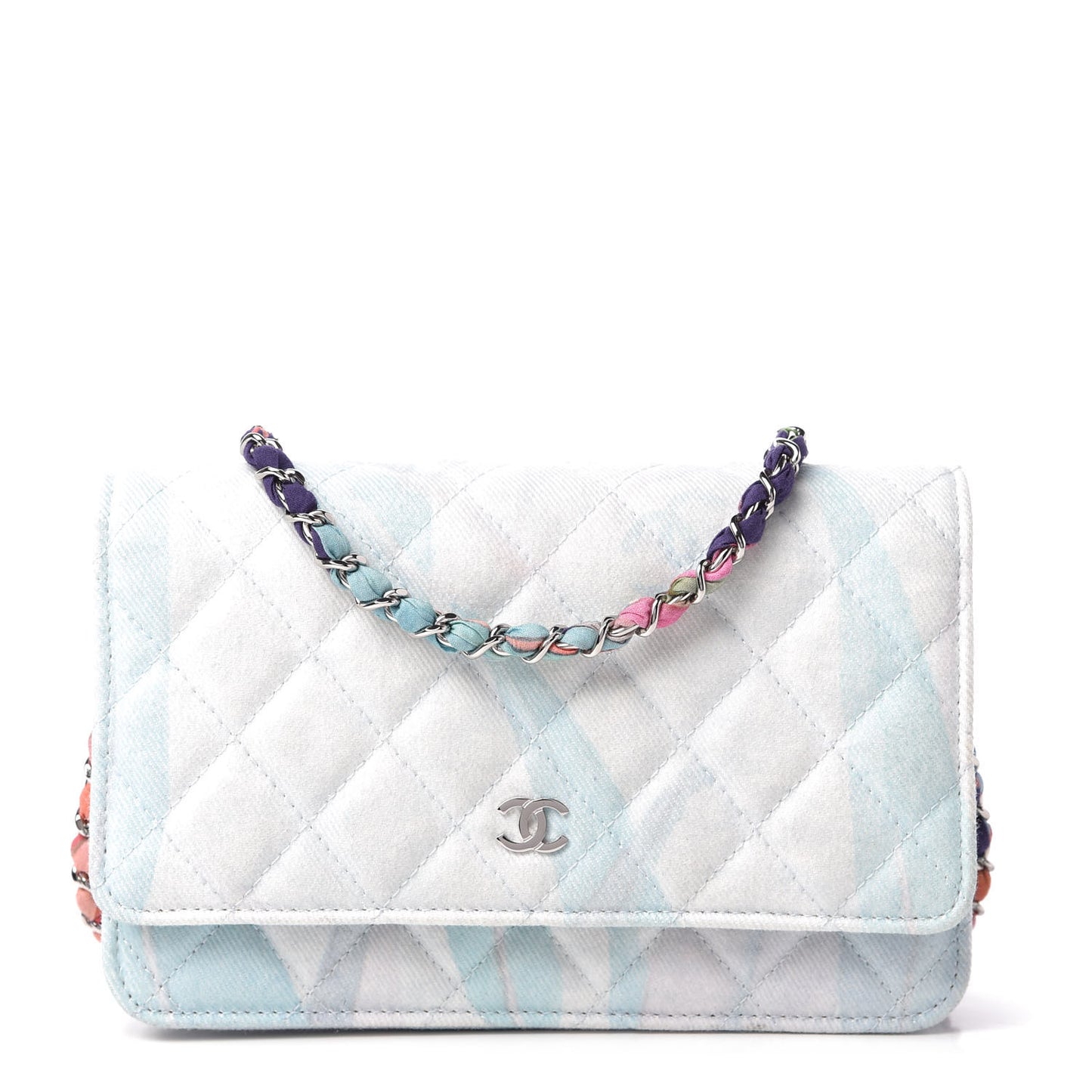 Canvas Quilted Jungle Jeans Wallet on Chain WOC Multicolor