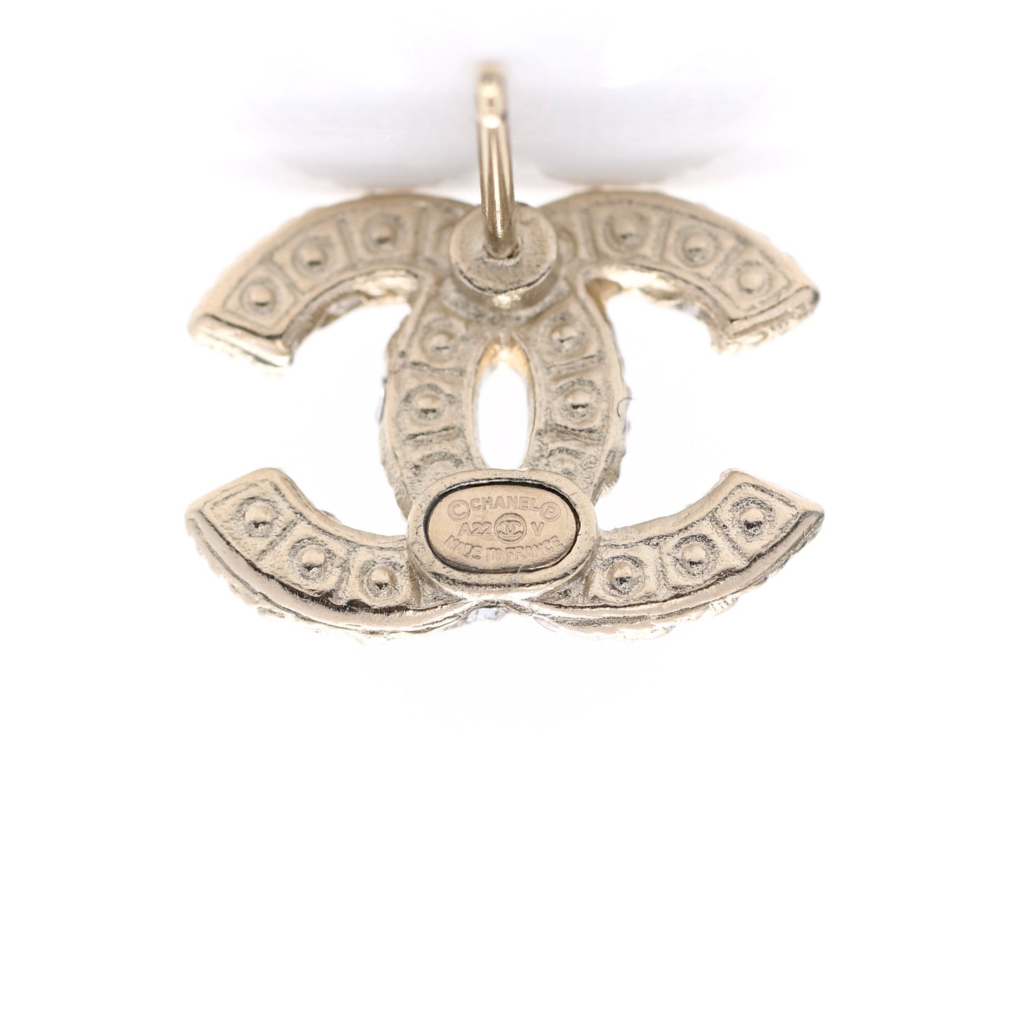 Metal Graduated Pearl Crystal CC Earrings Light Gold