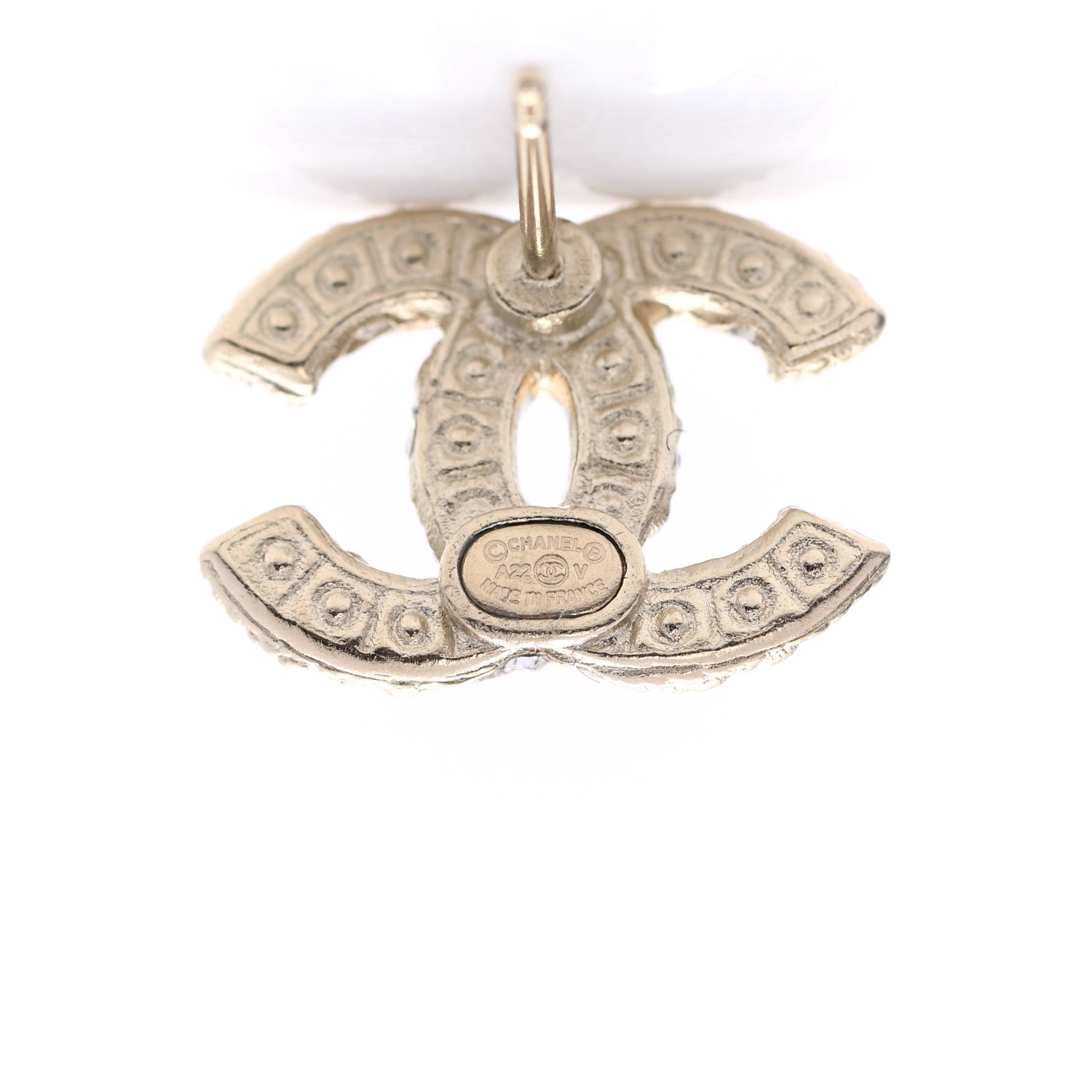 Chanel Metal Graduated Pearl Crystal CC Earrings Light Gold 4 of 5