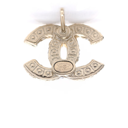 Chanel Metal Graduated Pearl Crystal CC Earrings Light Gold 4 of 5