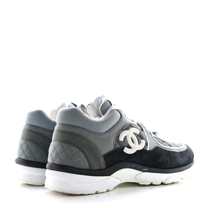 Chanel Fabric Suede Calfskin Quilted CC Sneakers 35 Dark Grey 5 of 11