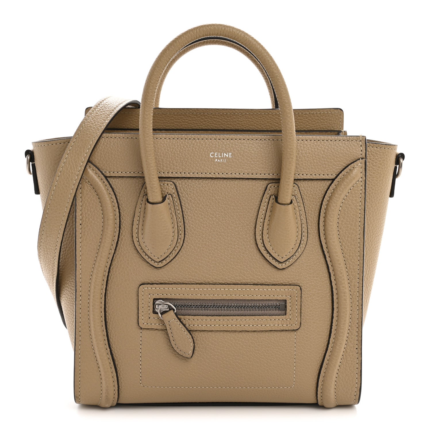 Celine Drummed Calfskin Nano Luggage Dune 1 of 11