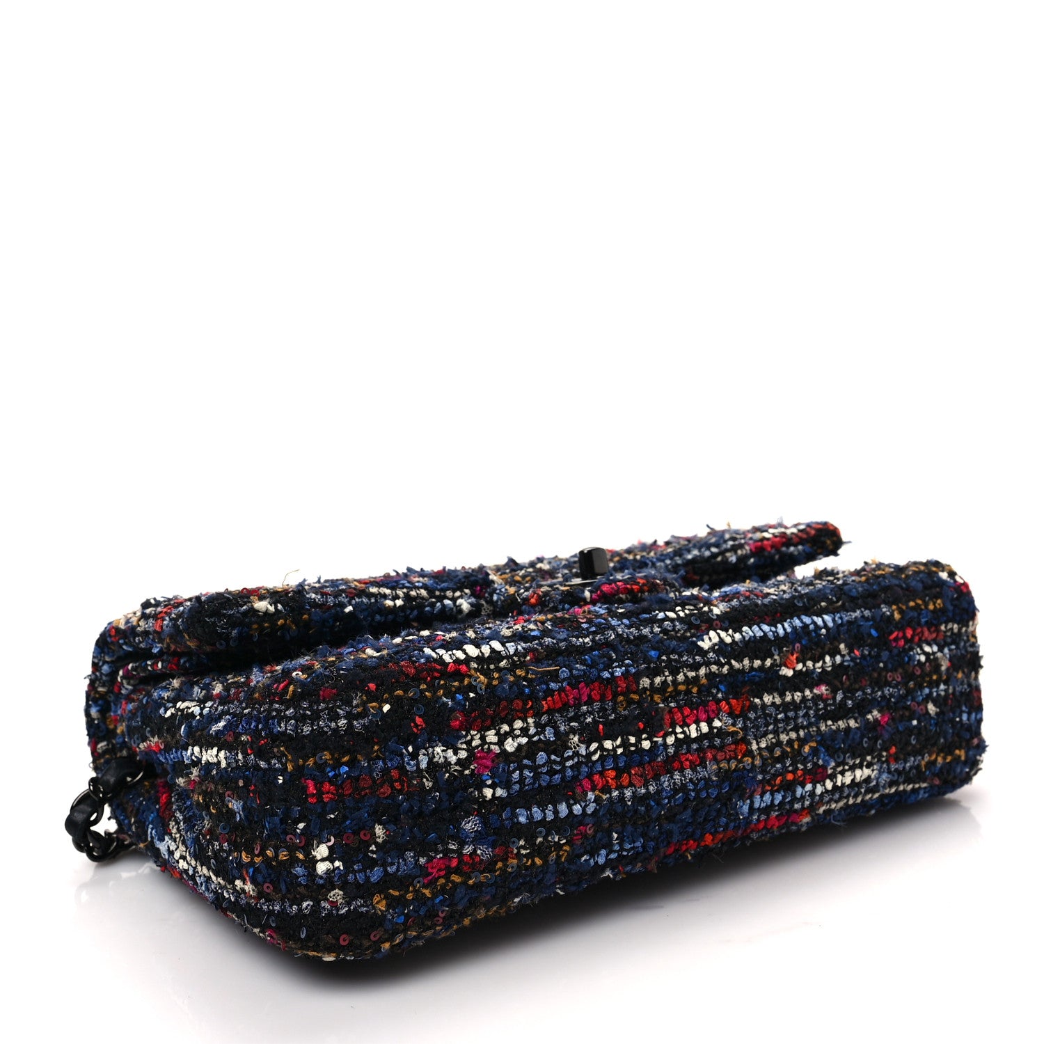 Chanel Tweed Sequin Chevron Quilted Medium Double Flap Multicolor 3 of 6