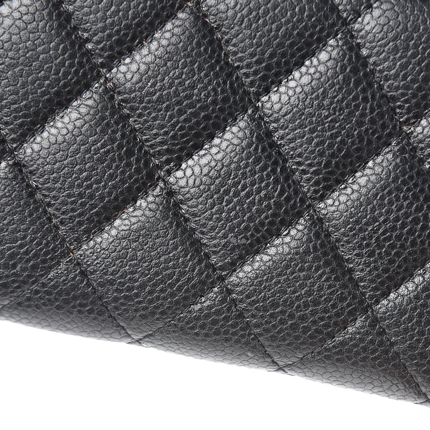 Caviar Quilted Small Gusset Zip Around Wallet Black