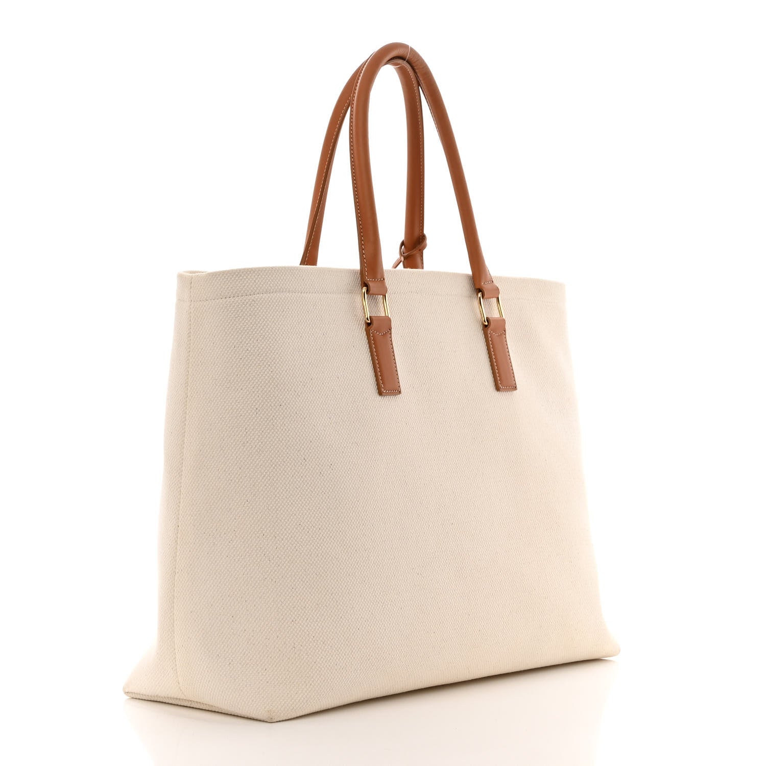Celine Canvas Calfskin Horizontal Cabas Natural Tan 3 of 19
