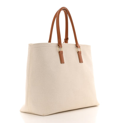 Celine Canvas Calfskin Horizontal Cabas Natural Tan 3 of 19