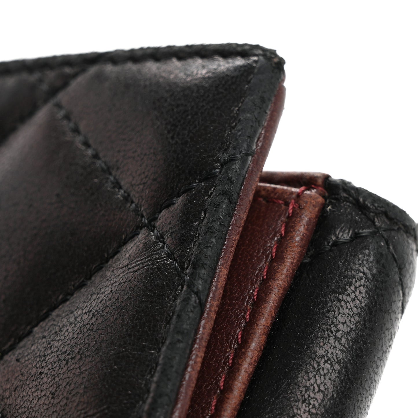 Lambskin Quilted Compact French Flap Wallet Black