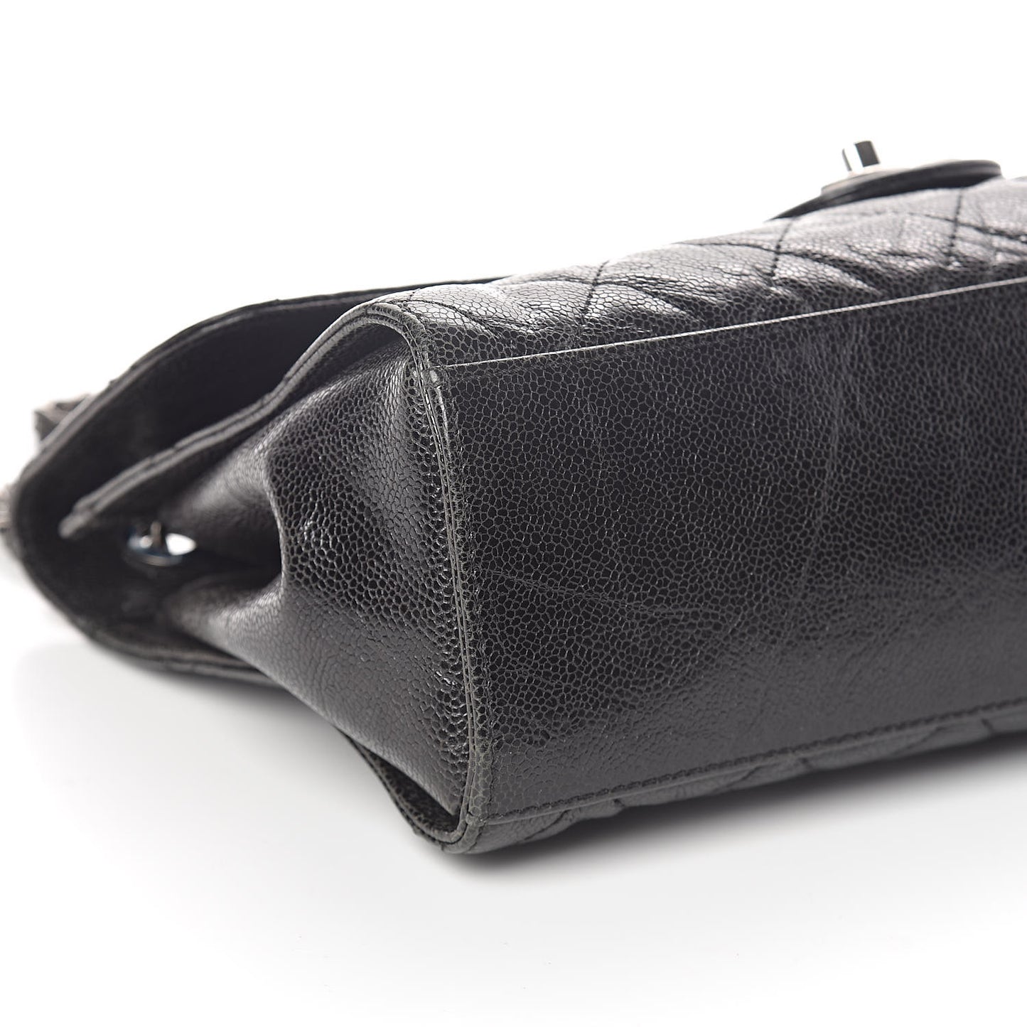Crumpled Grained Calfskin Jumbo CC Crave Flap Black