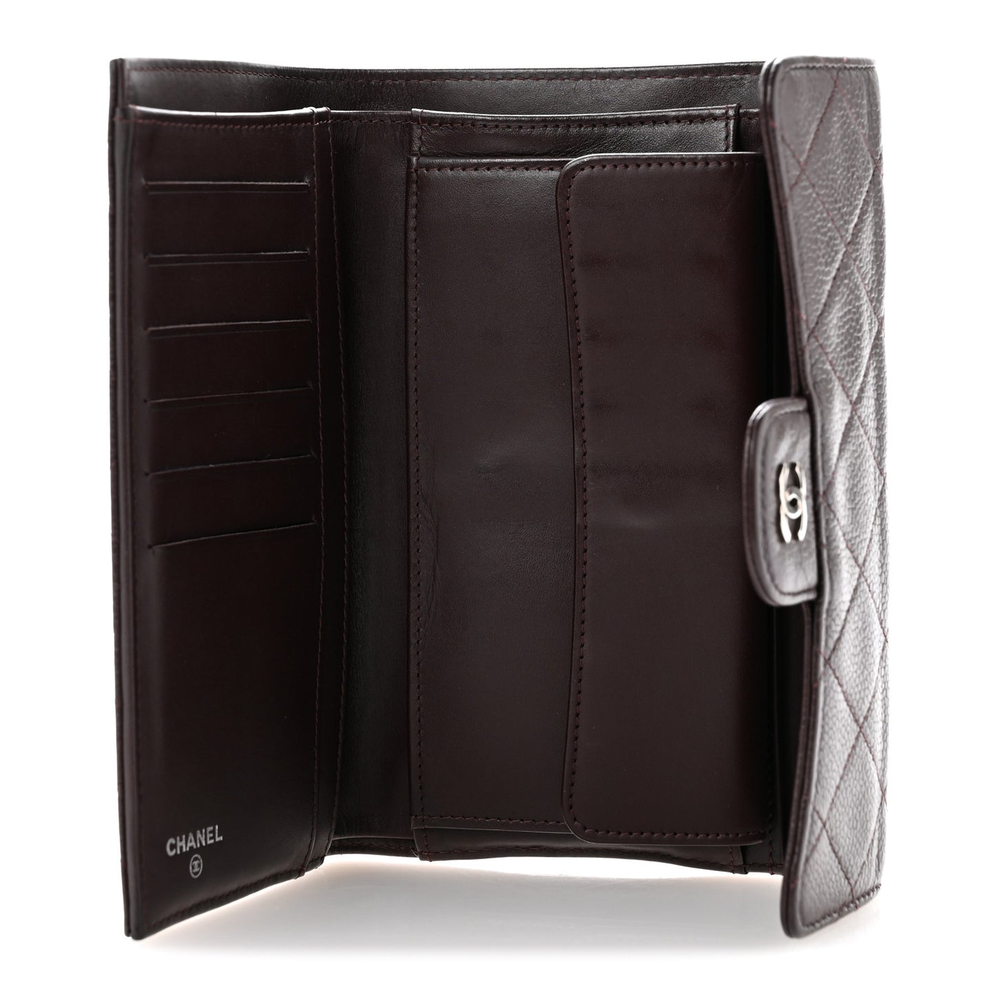 Caviar Quilted Large Flap Wallet Burgundy
