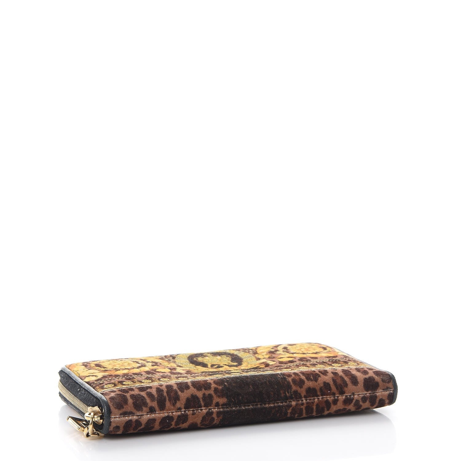 Versace Felt Barocco Print Zip Around Wallet Black Gold 4 of 11