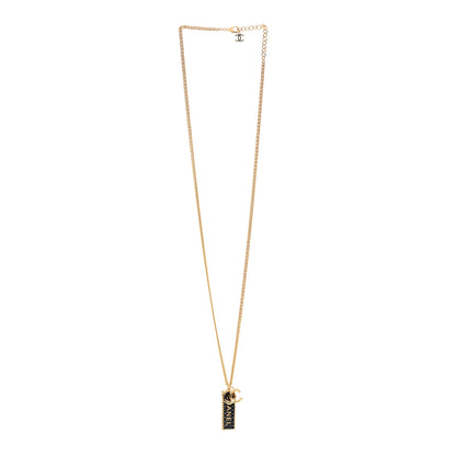 Chanel Metal Enamel Denim CC Logo Necklace Gold Blue 3 of 6