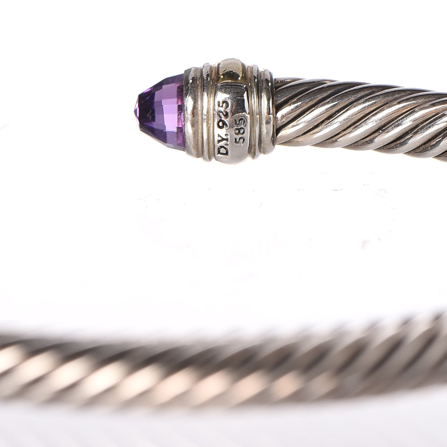 Sterling Silver 14K Yellow Gold Amethyst 5mm Cable Classics Bracelet