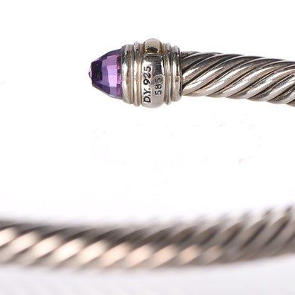David Yurman Sterling Silver 14K Yellow Gold Amethyst 5mm Cable Classics Bracelet 5 of 5