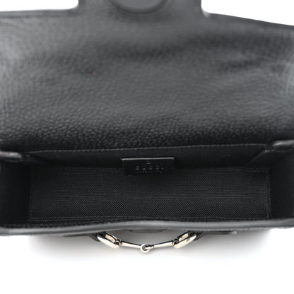Gucci Monogram Jumbo GG Textured Dollar Calfskin Mini Horsebit 1955 Shoulder Bag Black 5 of 10