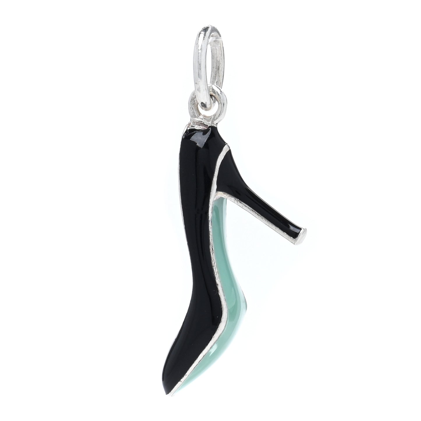 Sterling Silver Enamel Pump Charm Black Blue