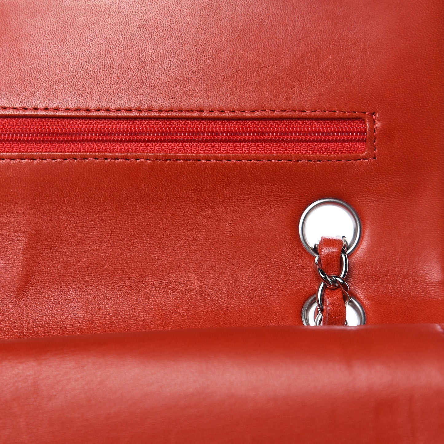 Lambskin Quilted Medium Double Flap Red