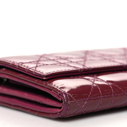Christian Dior Patent Cannage Lady Dior Rendezvous Wallet On Chain Fuchsia 10 of 15
