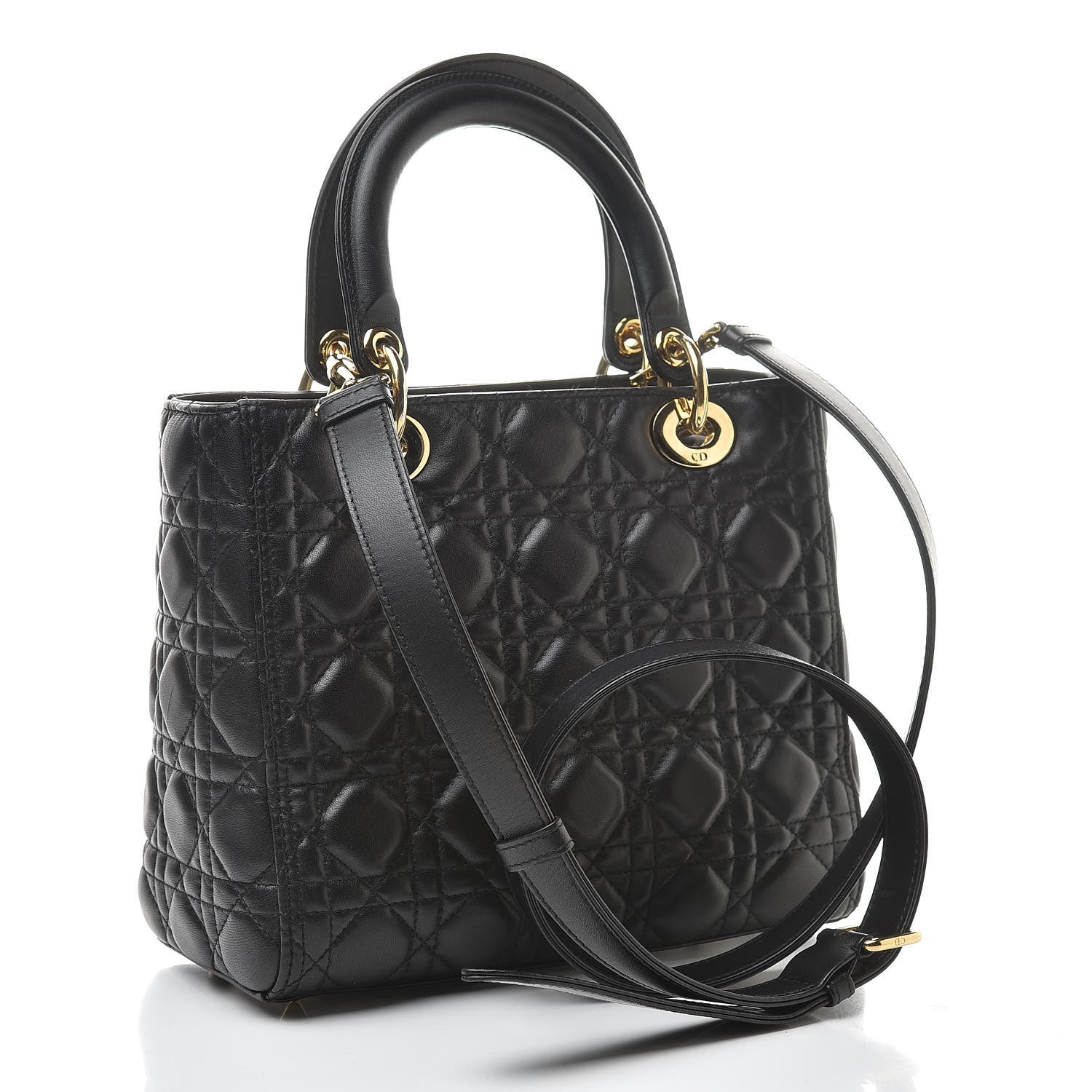 Christian Dior Lambskin Cannage Medium Lady Dior Black 3 of 11