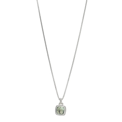 David Yurman Sterling Silver Diamond Prasiolite 11mm Albion Pendant Necklace 1 of 5