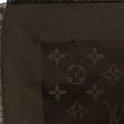 Louis Vuitton Silk Lurex Wool Monogram Shine Shawl Brown 3 of 4