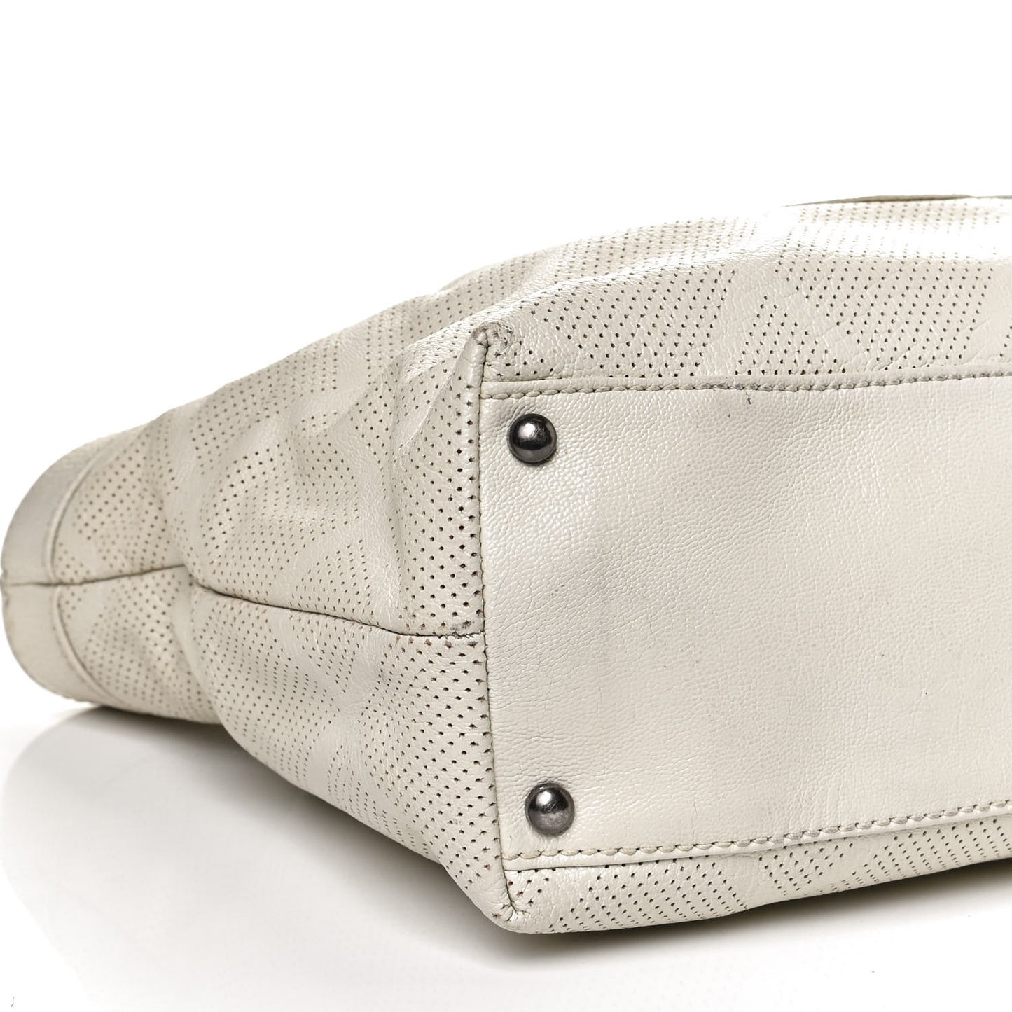 Goatskin Perforated Large CC Tote White