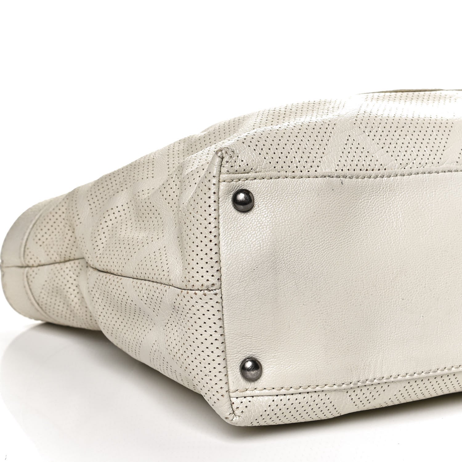 Chanel Goatskin Perforated Large CC Tote White 9 of 10