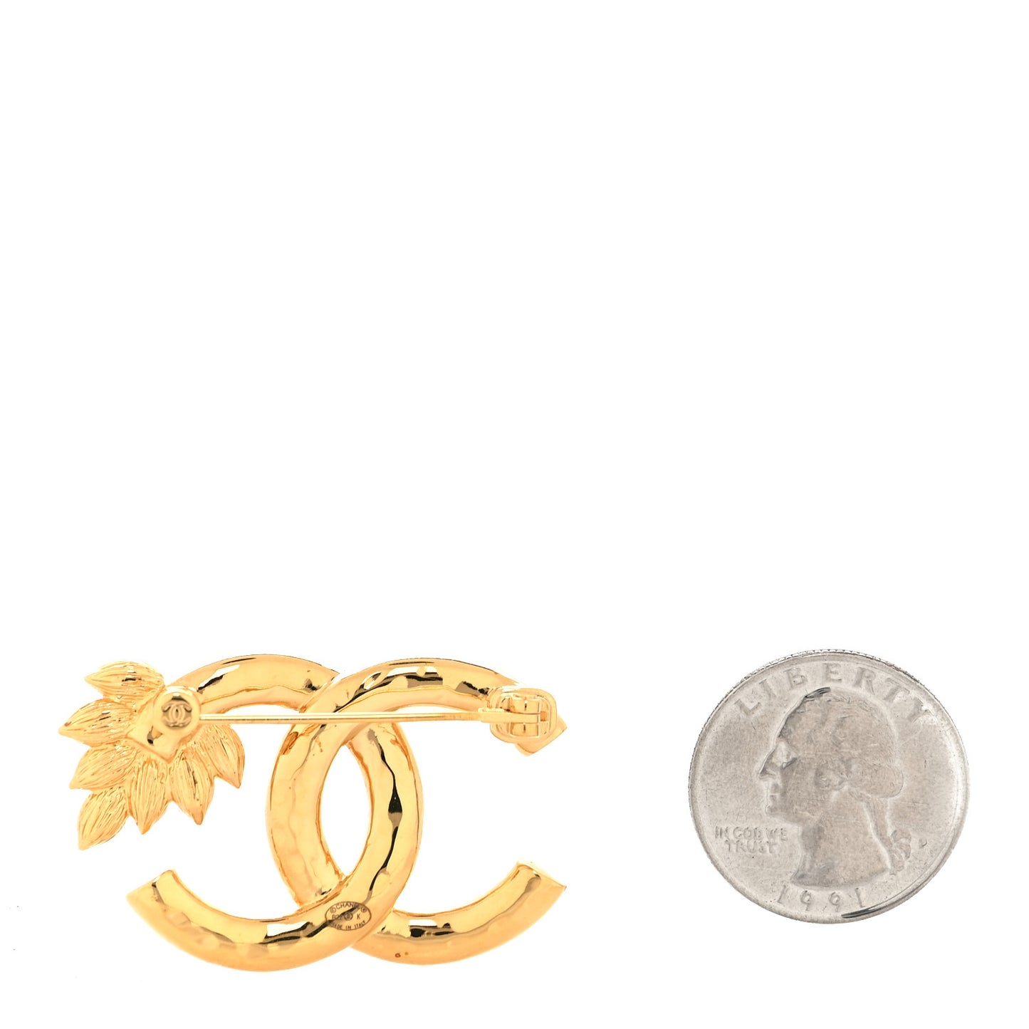 Crystal Wheat CC Brooch Gold