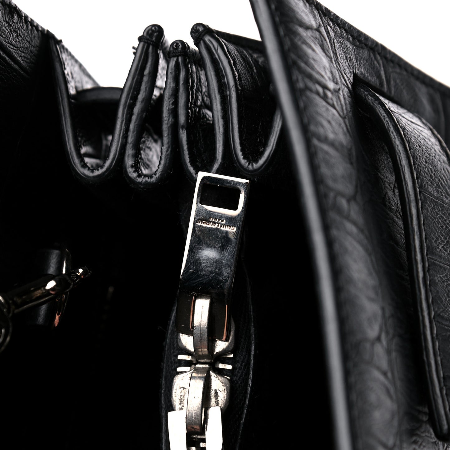 Calfskin Crocodile Embossed Small Sac de Jour Black