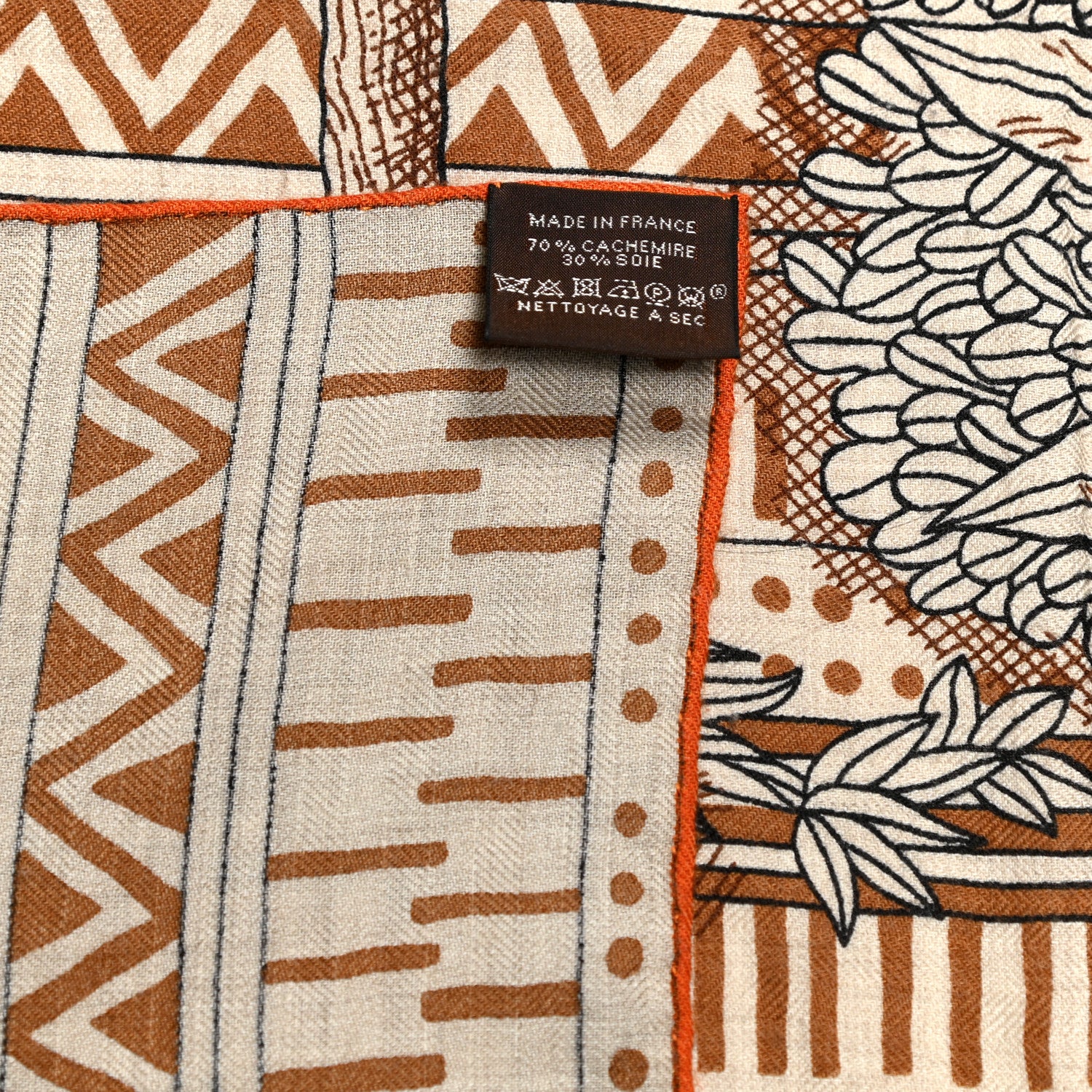 Hermes Cashmere Silk Acte III Scene I La Clairiere Shawl 140 Naturel Marron Noisette 6 of 6