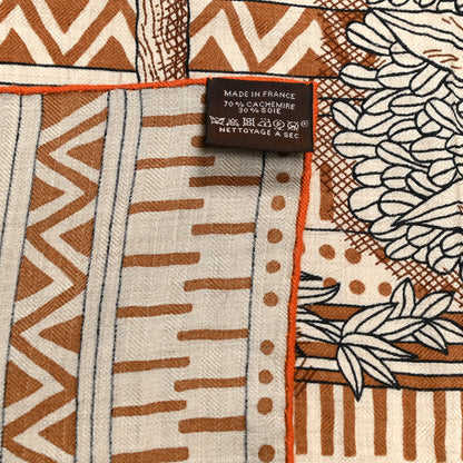 Hermes Cashmere Silk Acte III Scene I La Clairiere Shawl 140 Naturel Marron Noisette 6 of 6