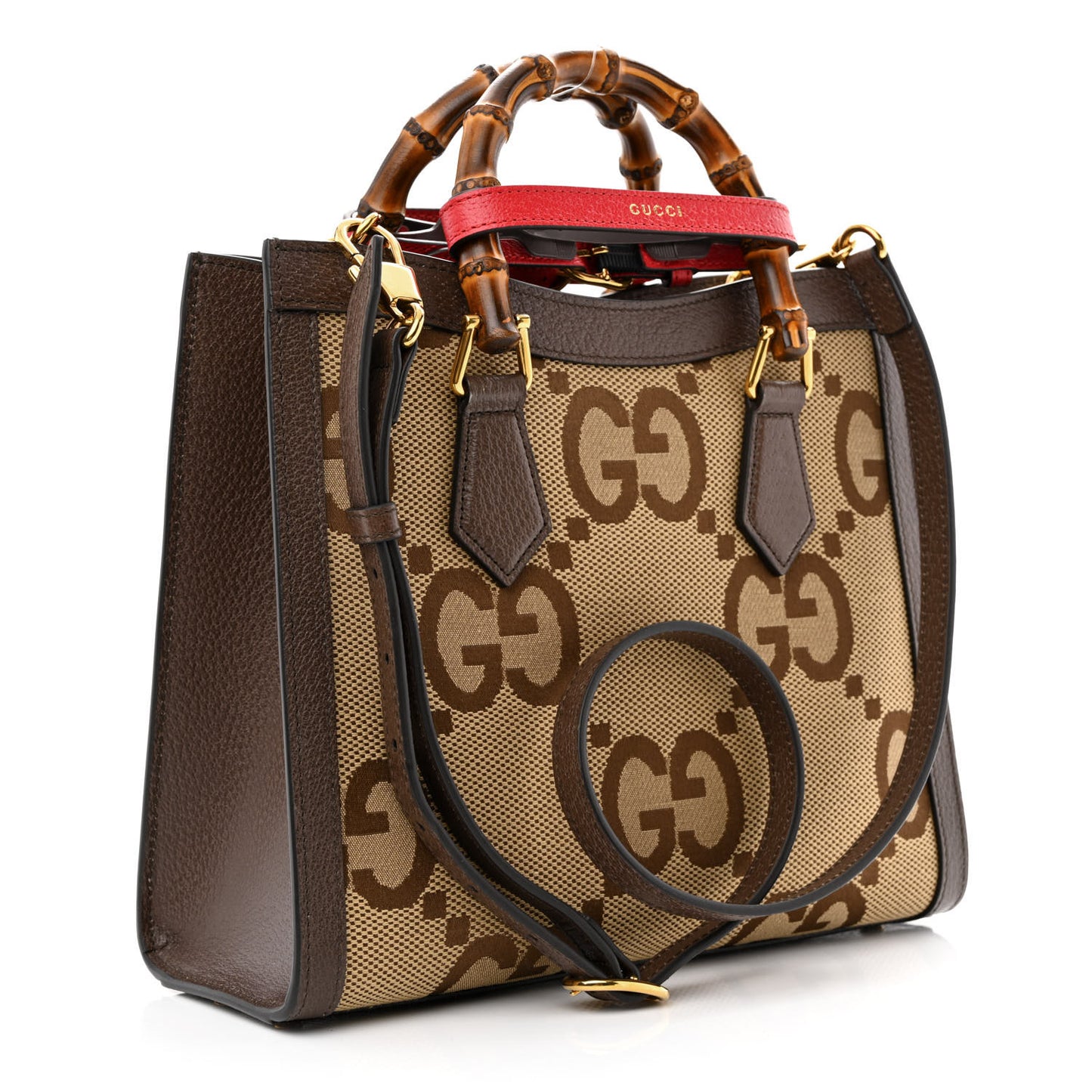 Monogram Jumbo GG Textured Dollar Calfskin Small Diana Tote Bag Camel Ebony New Acero Pomegranate Red
