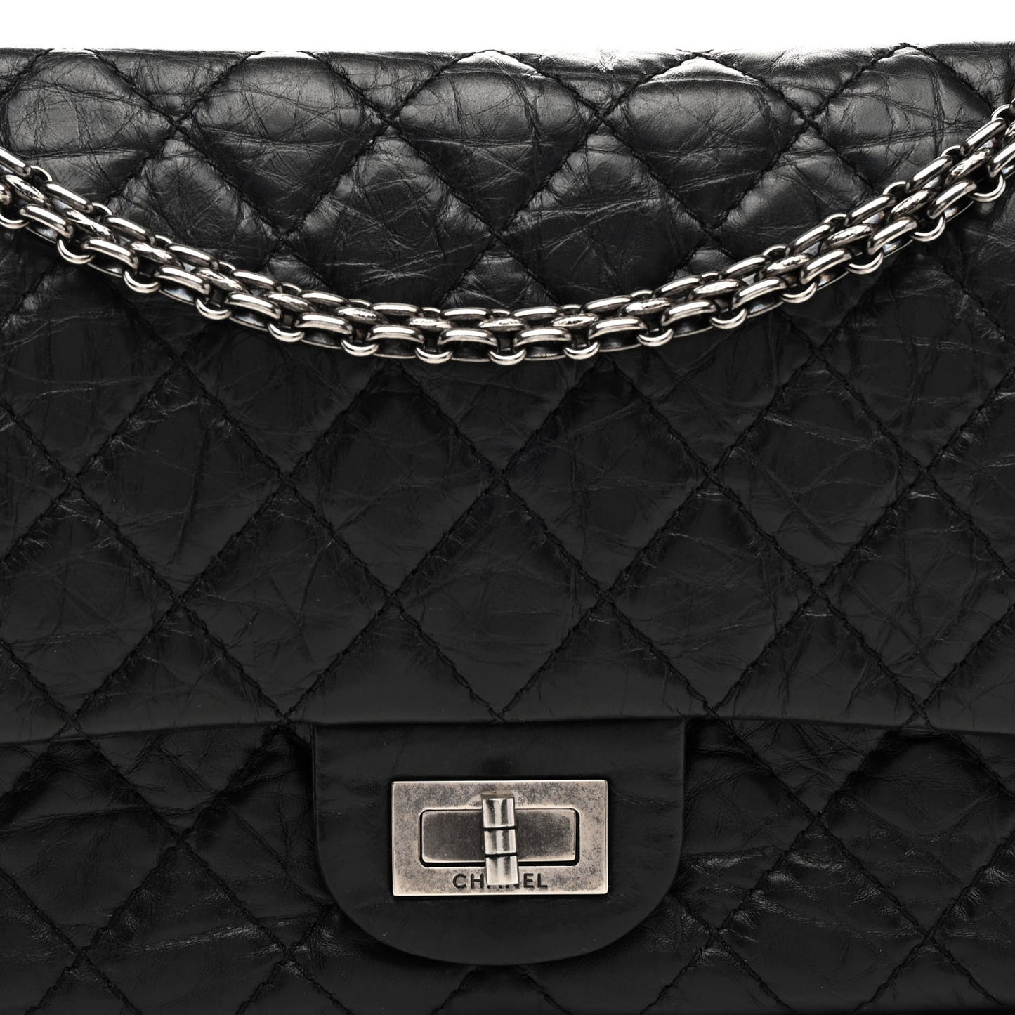 Aged Calfskin Quilted 2.55 Reissue 225 Flap Black