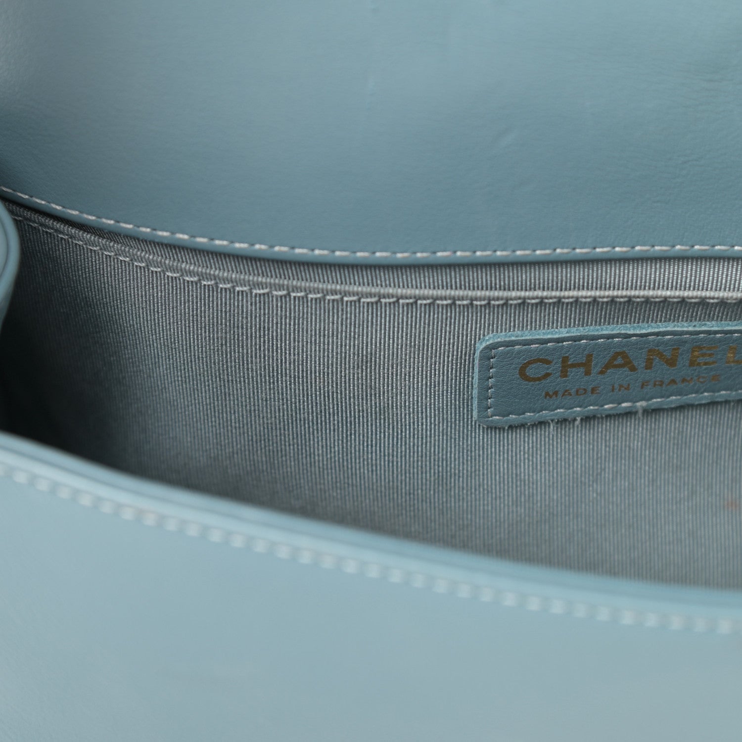 Chanel Calfskin Chevron Quilted Medium Boy Flap Blue 14 of 19