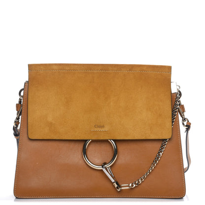 Chloe Suede Calfskin Medium Faye Shoulder Bag Mustard Brown 1 of 8