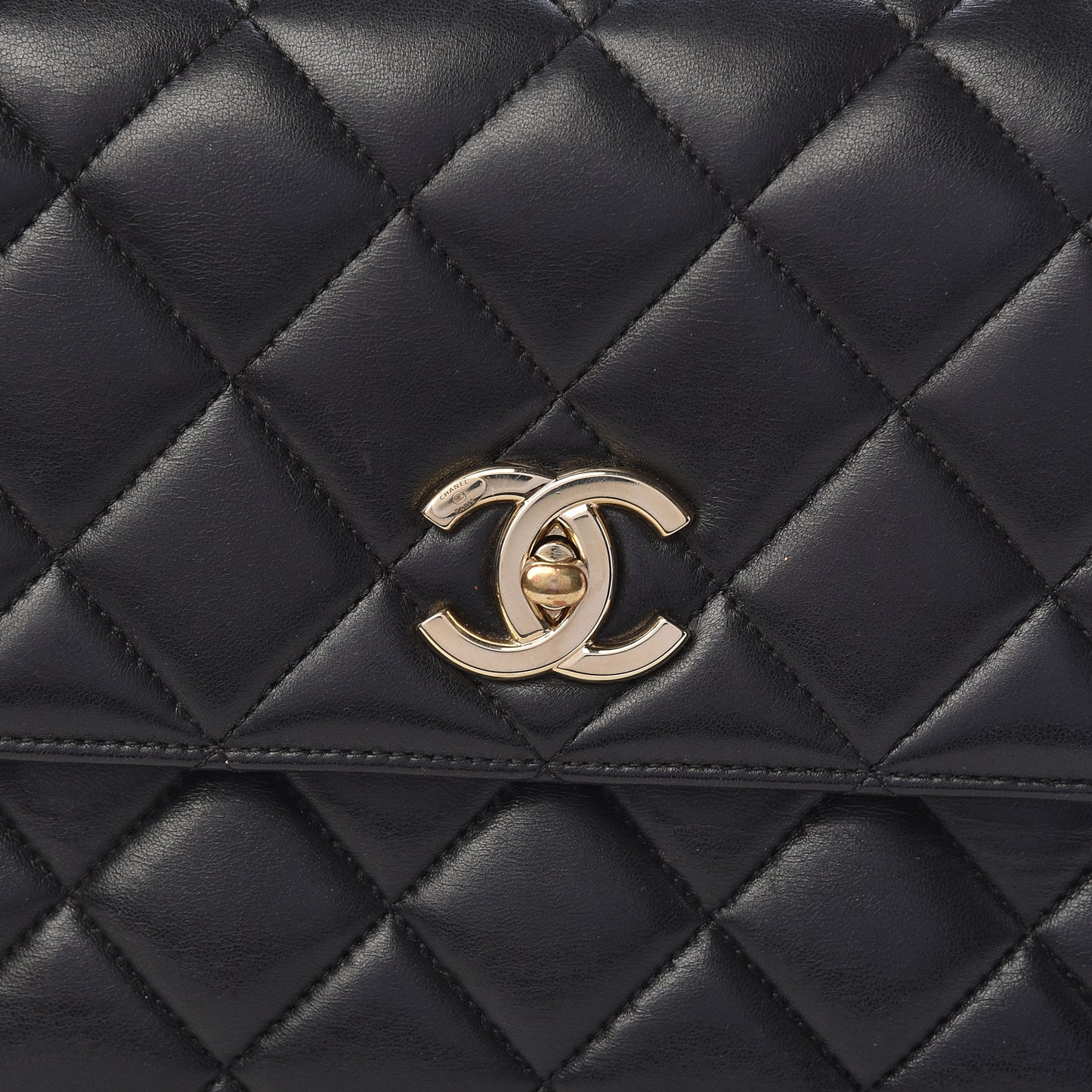 Lambskin Quilted Medium Trendy CC Flap Dual Handle Bag Black