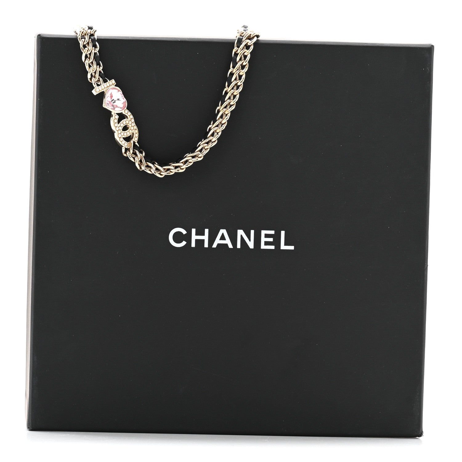 Chanel Metal Lambskin Crystal I Heart CC Choker Necklace Gold Black 6 of 6