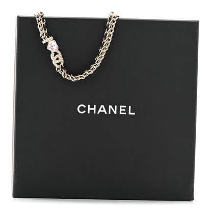 Chanel Metal Lambskin Crystal I Heart CC Choker Necklace Gold Black 6 of 6