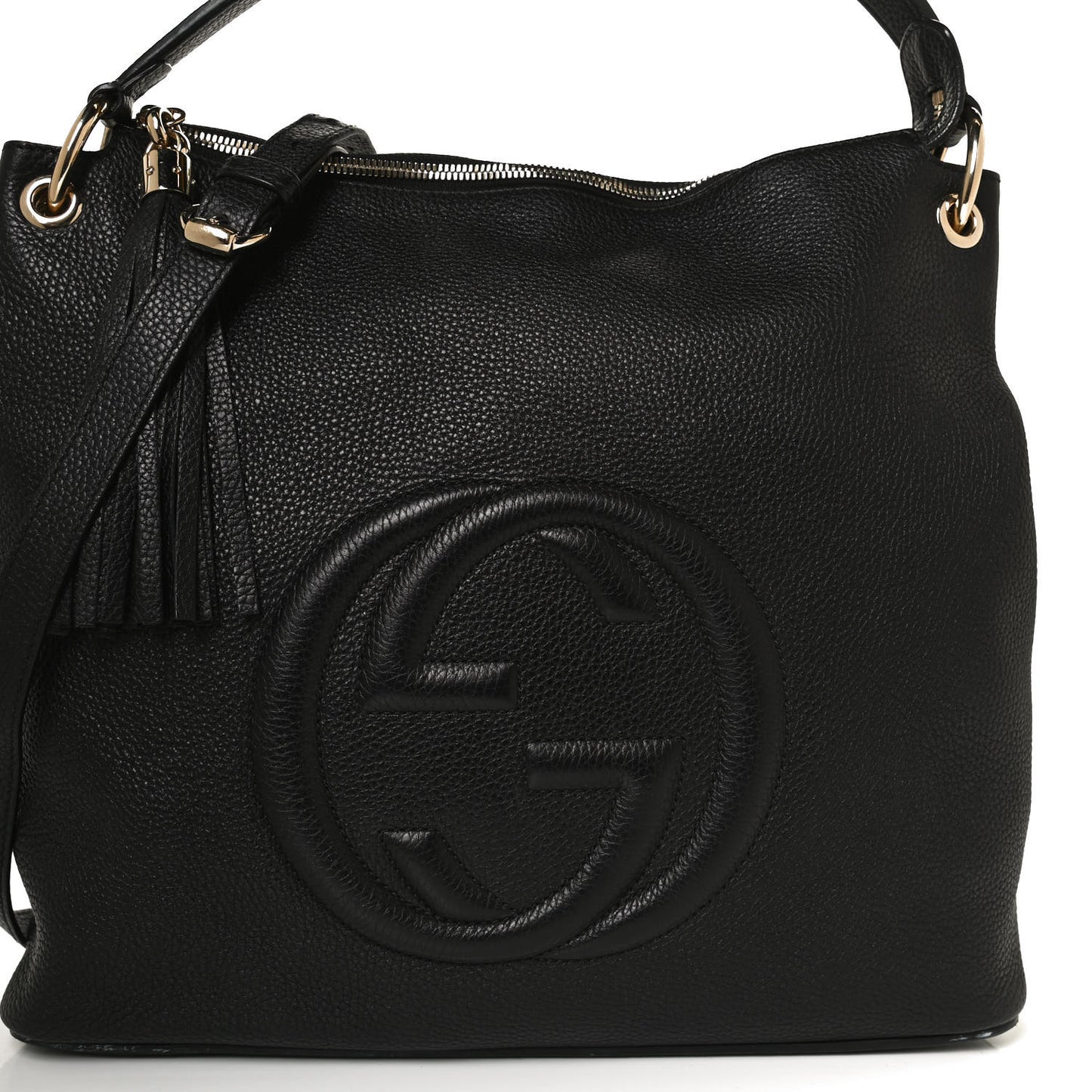 Pebbled Calfskin Large Soho Hobo Black