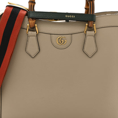 Gucci Textured Dollar Calfskin Web Medium Diana Tote Bag Oatmeal Vintage Green 8 of 14