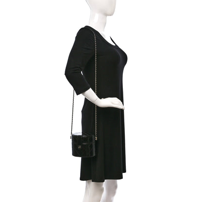 Chanel Patent Quilted Round Clutch With Chain Black 2 of 10