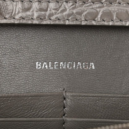 Balenciaga Shiny Calfskin Crocodile Embossed Hourglass Chain Bag Balenciaga Steel Grey 6 of 10