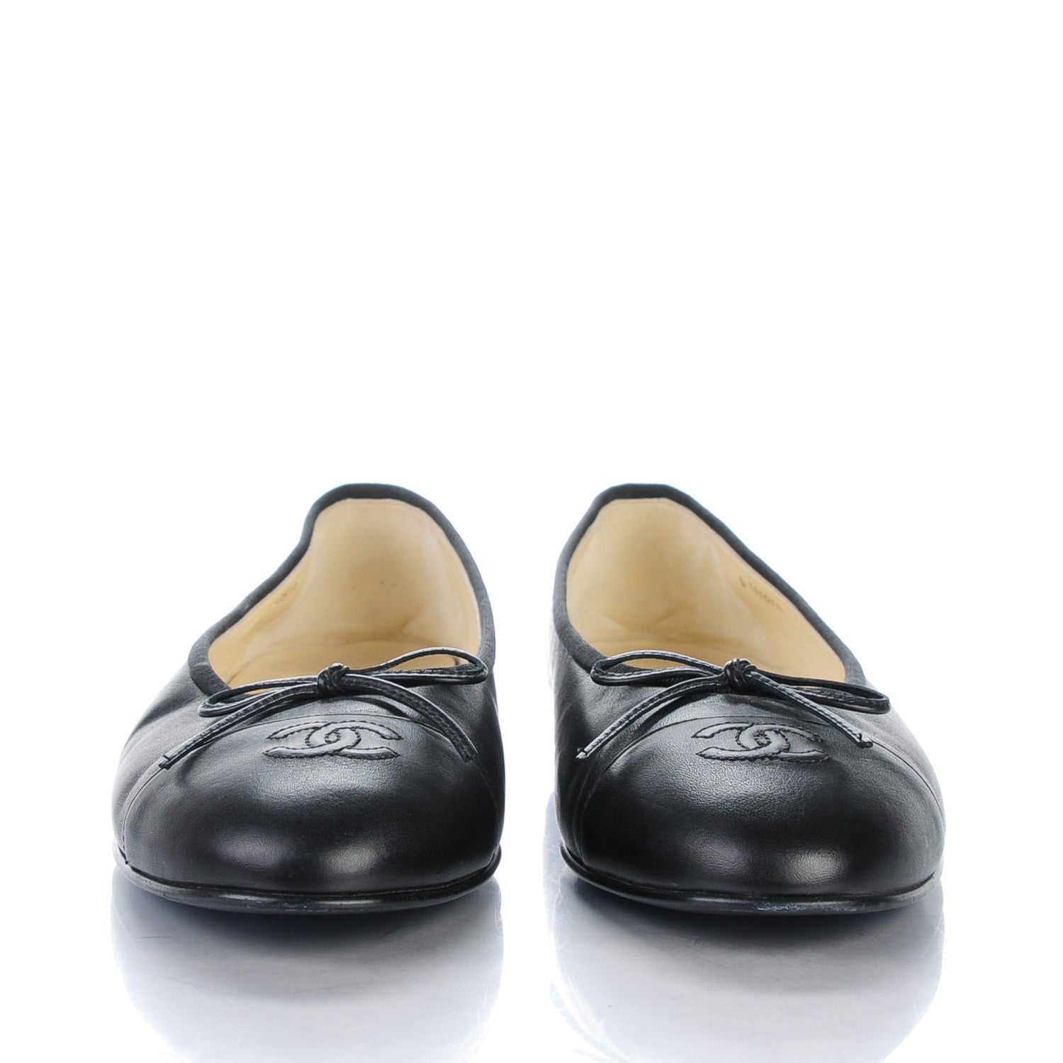 Chanel Lambskin Cap Toe CC Ballerina Flats 42 Black 2 of 11