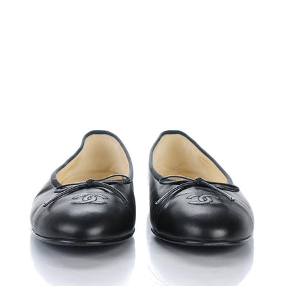 Chanel Lambskin Cap Toe CC Ballerina Flats 42 Black 2 of 11